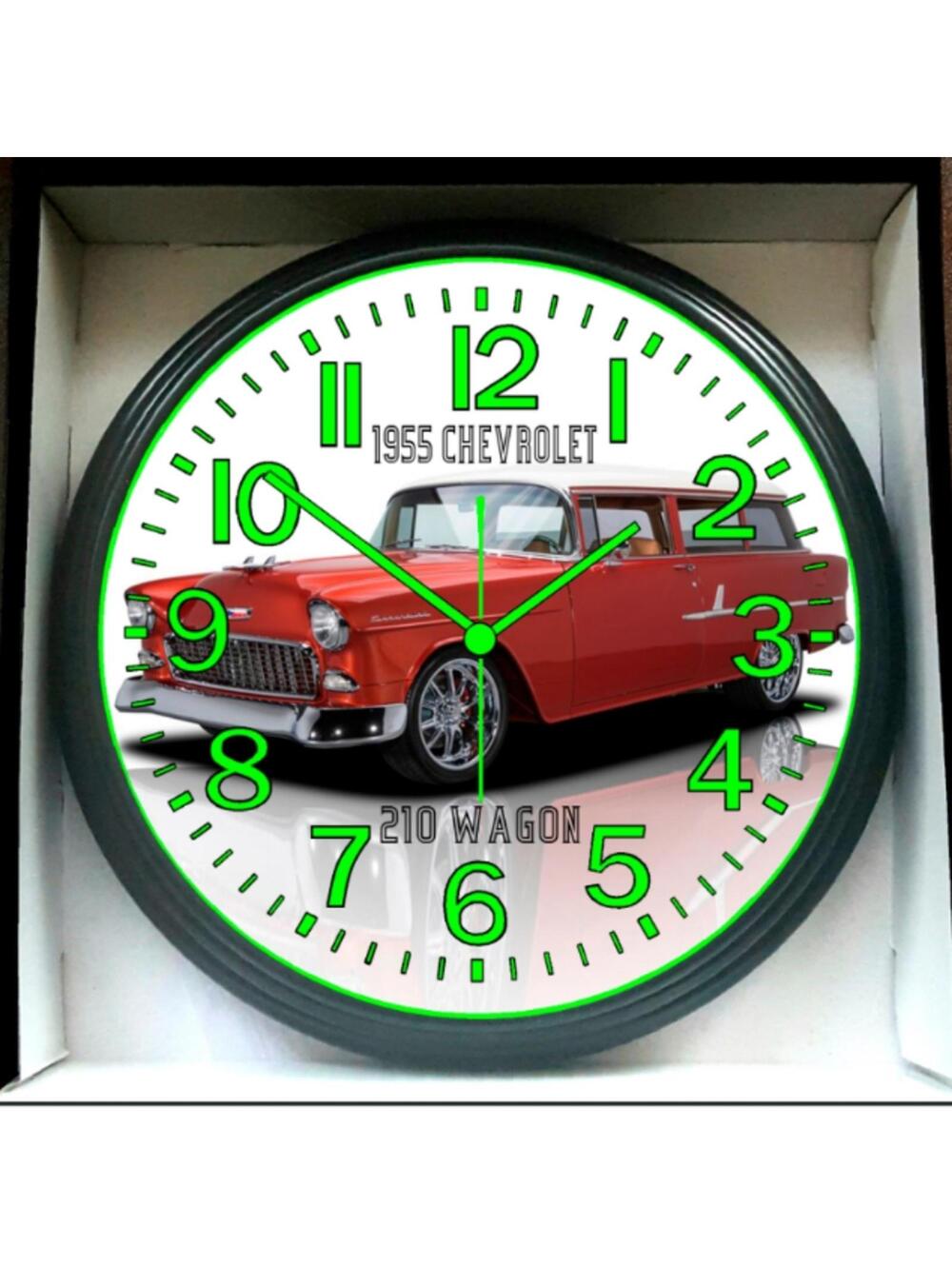 1955 Chevrolet Wagon Glow In The Dark Wall Clock New!